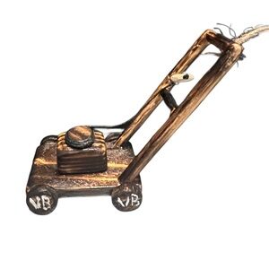 Handcrafted Visual Bliss Co Wooden Lawn Mower Ornament Artist: TKE
